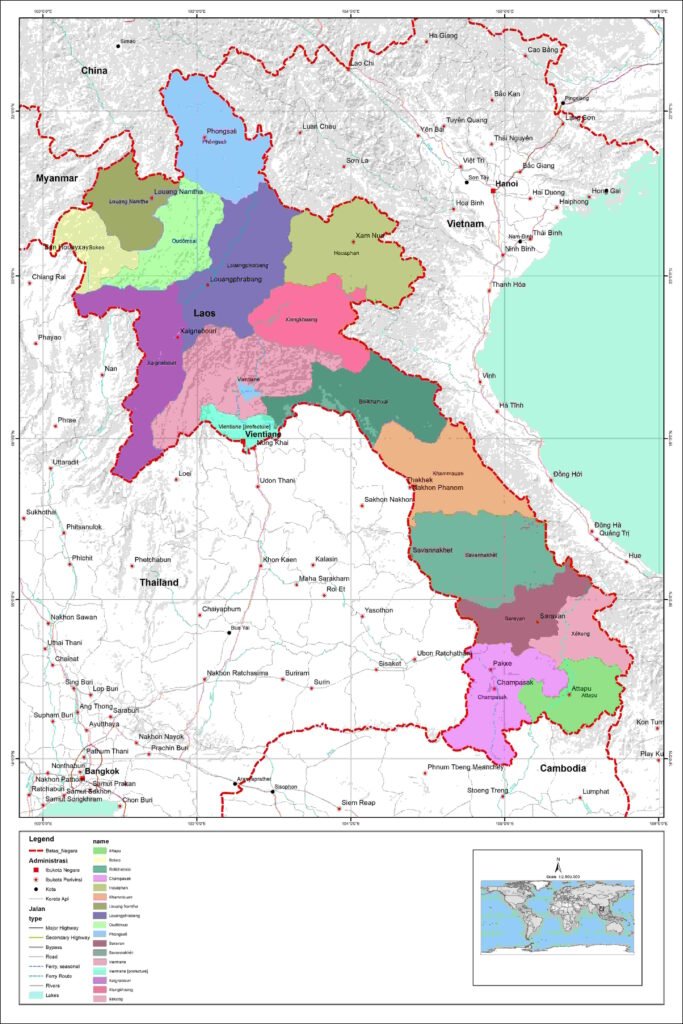 Peta Negara Laos Lengkap Dengan Provinsi